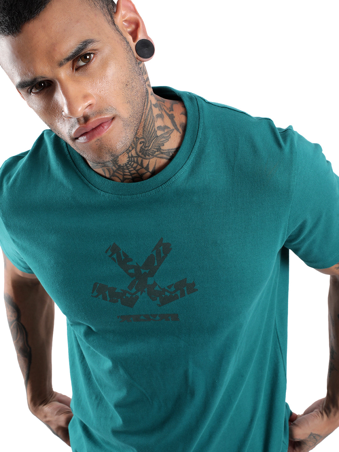 Teal Basic Logo Printed T-Shirt