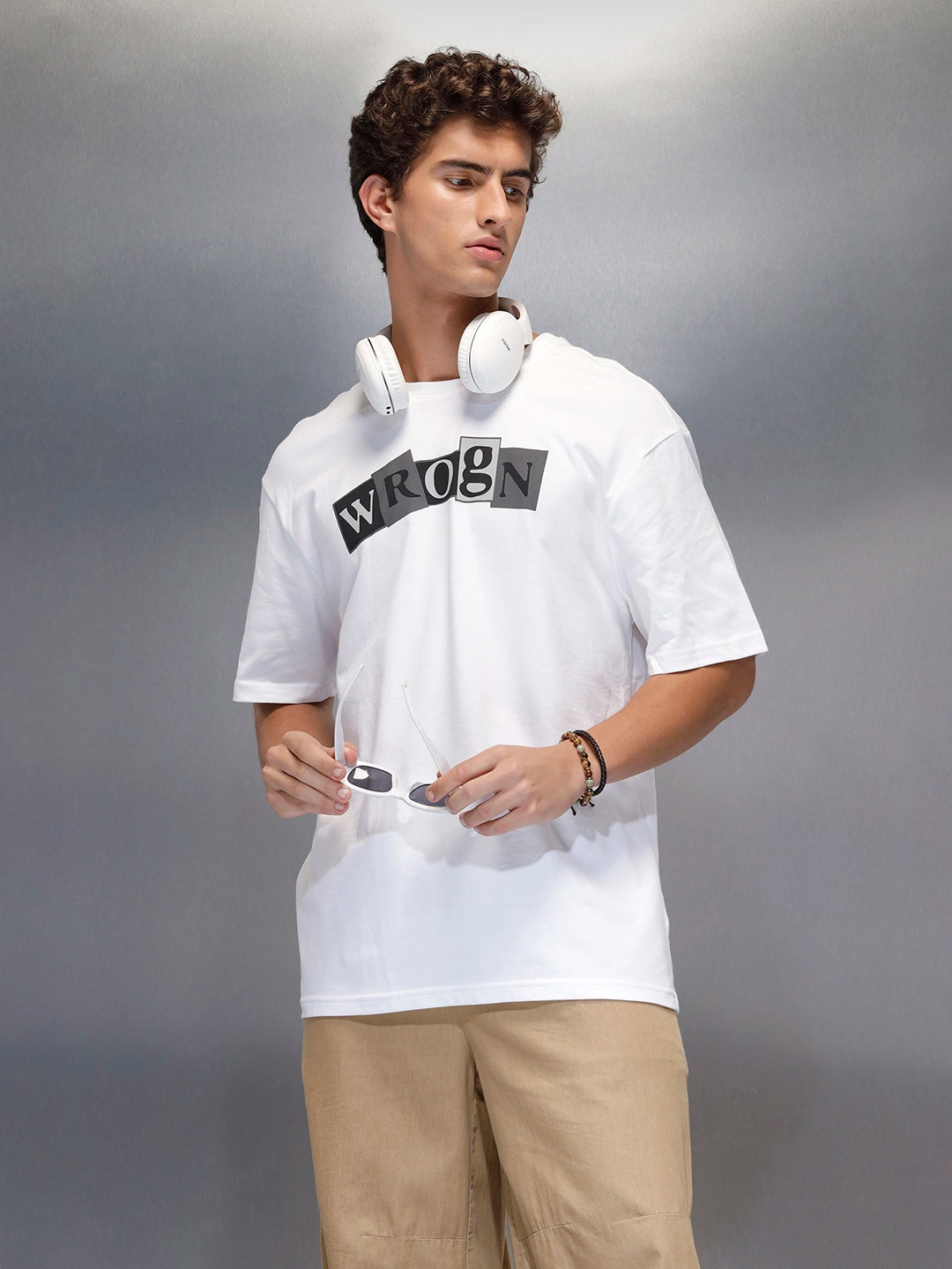 Men's casual oversize graphic t-shirt | White