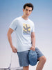 Slim Fit Embroidered Patch T-Shirt | Light Blue