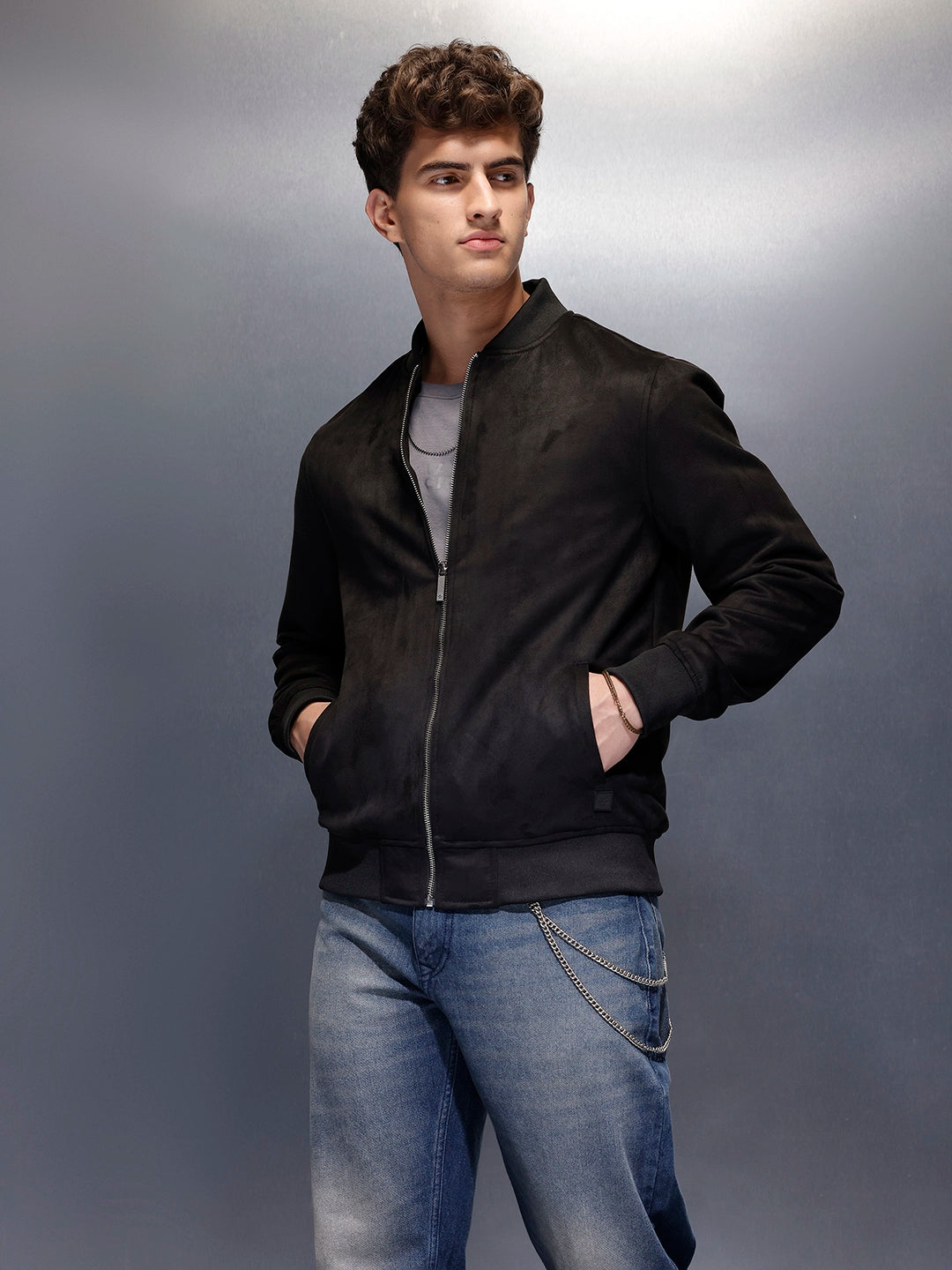 Men's Casual Bomber Jacket  | Black