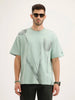Heavy GSM Watercolour Floral Printed T-Shirt | Green