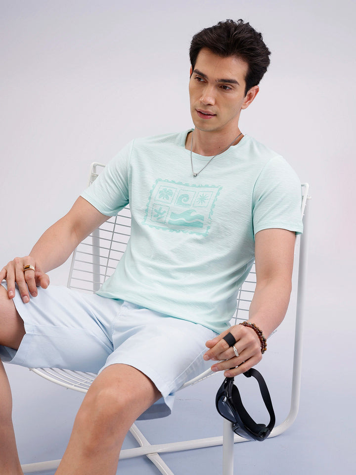 Slim Fit Textured T-Shirt  | Light Green