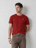 Elevated Men’s Casual Tee with Retro Graphic Embroidery | Red
