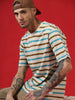 Beige Stripes Crew Neck T-Shirt