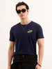 Slim Fit Placement Printed T-Shirt | Navy Blue