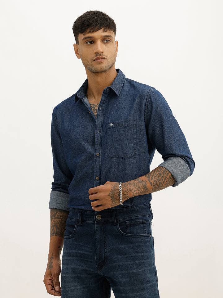 Classic Slim Fit Denim Shirt | Blue