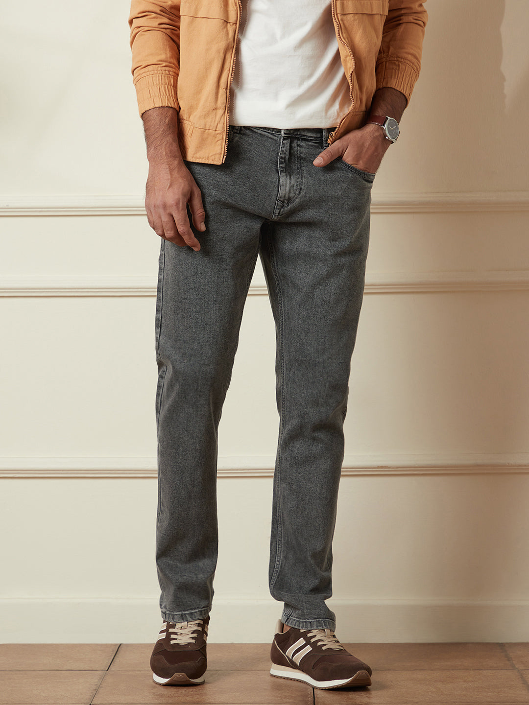 Charcoal Washed Slim Fit Jeans