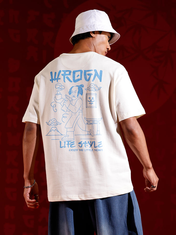 Minimal chest print T-shirt | Off white