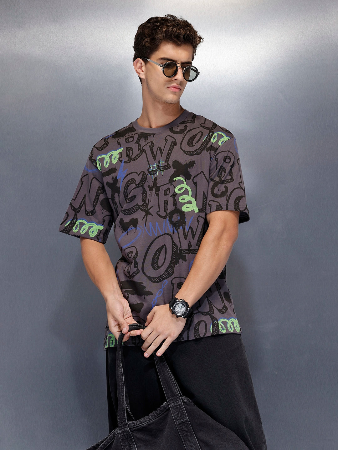 Graphic oversized tee | Charcoal