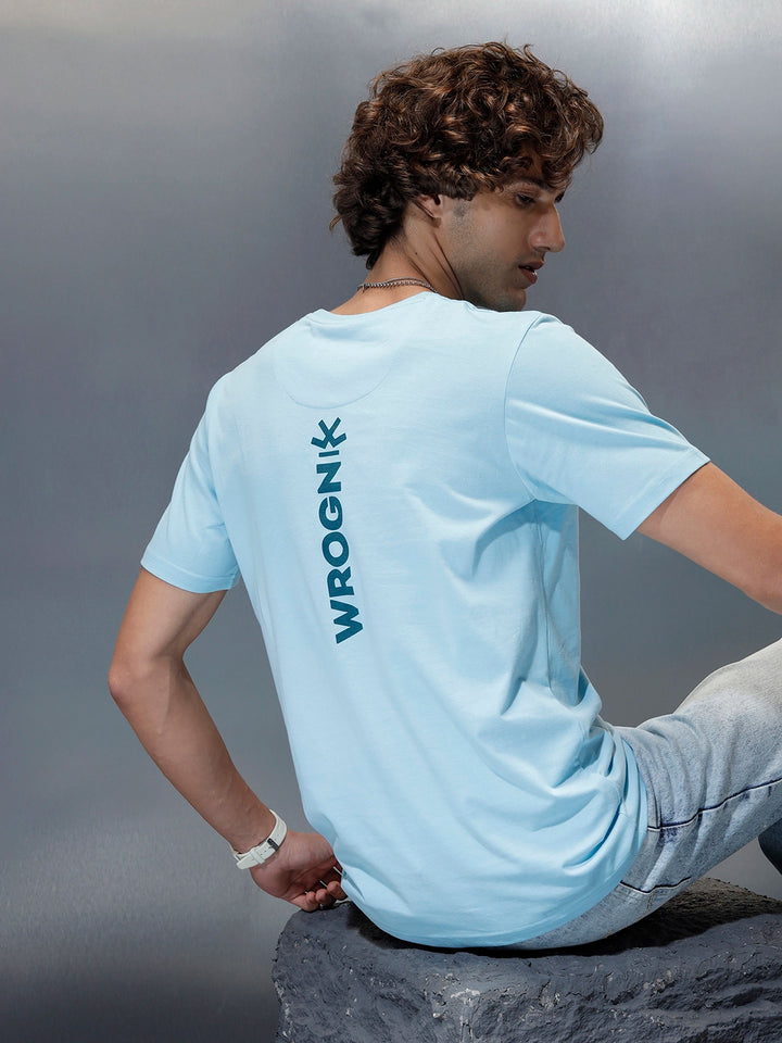 Men’s Regular Fit Graphic T-Shirt by Wrogn | Light Blue