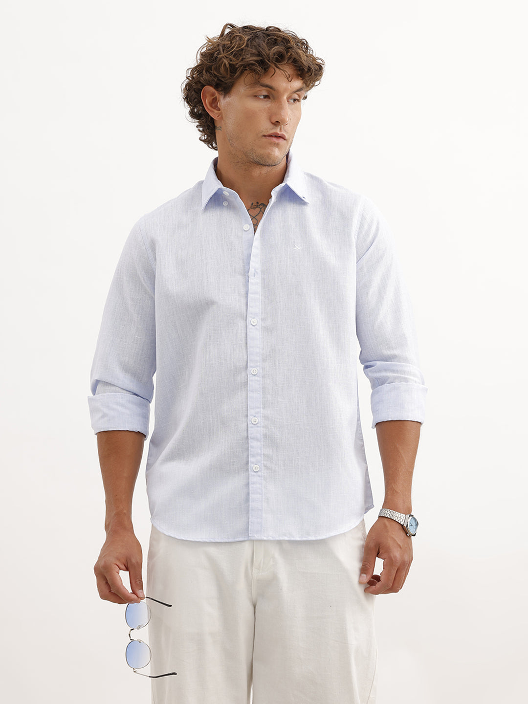 Slim Fit Solid Shirt | Light Blue
