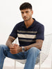 Slim Fit Placement Printed Polo T-Shirt | Navy Blue