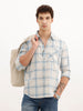 Regular Fit Full Sleeve Checkered Shirt | Light Blue