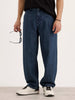 Loose Pleate Fit Denim Jeans | Blue