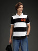 Wrogn Striped Colorblocked Varsity Polo | Black