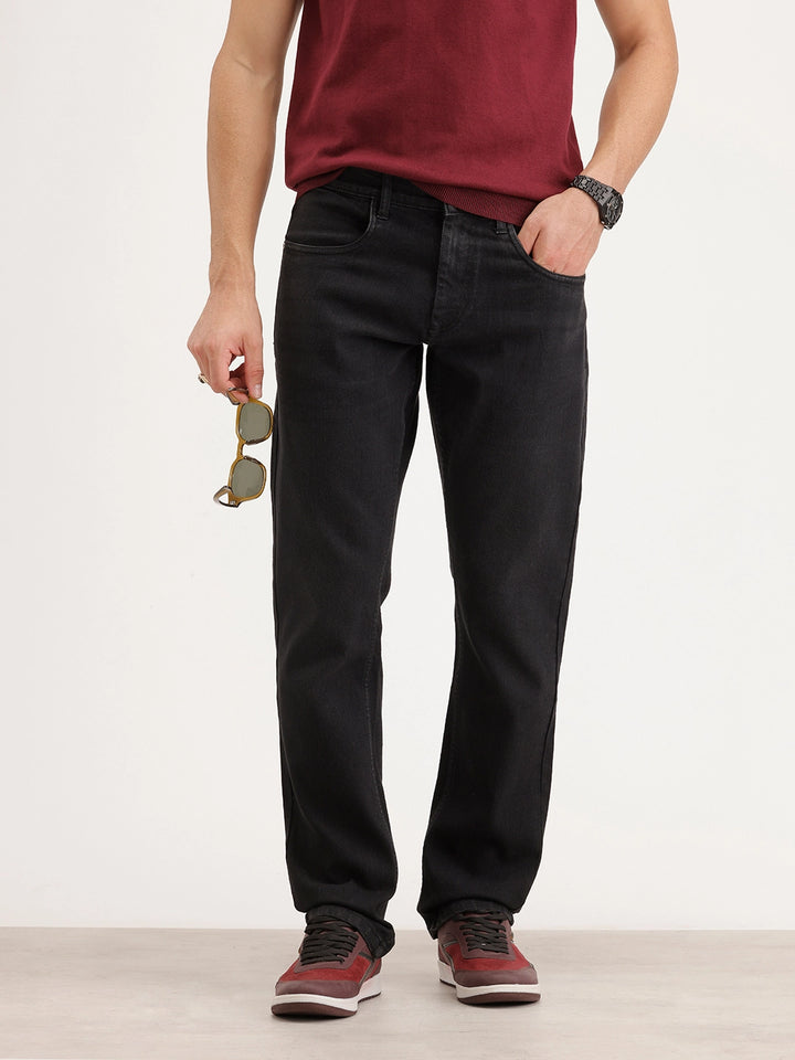 Straight Fit Denim Jeans | Black