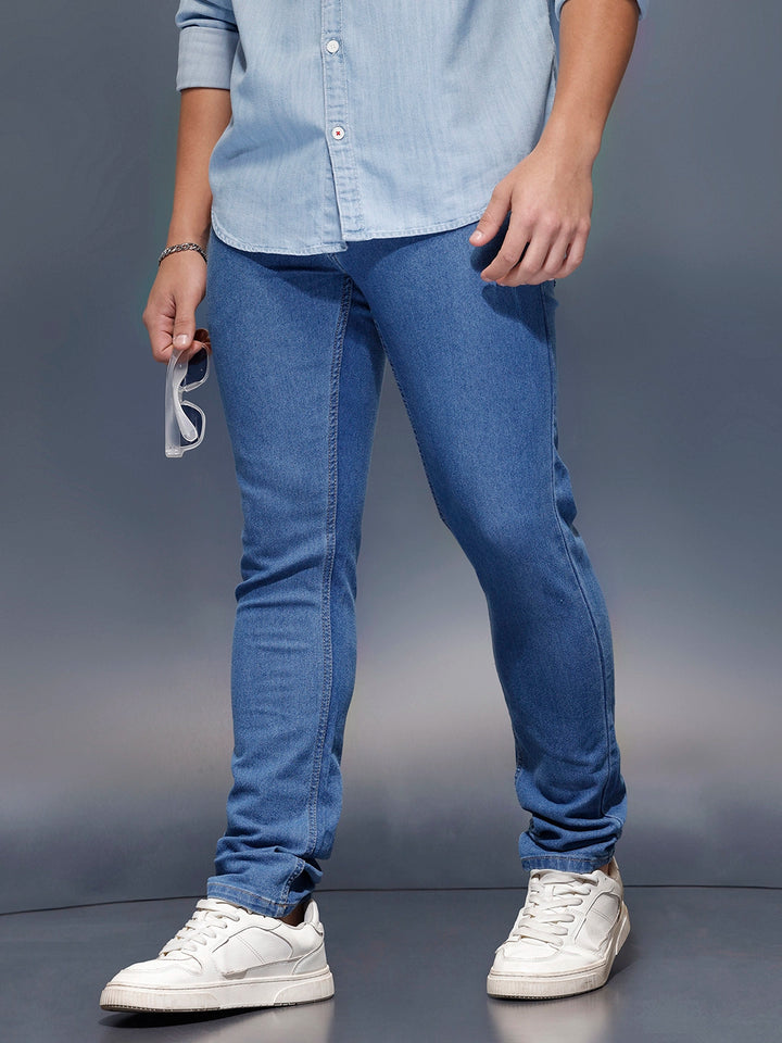 Men's Casual Slim Fit Jeans   |  Blue