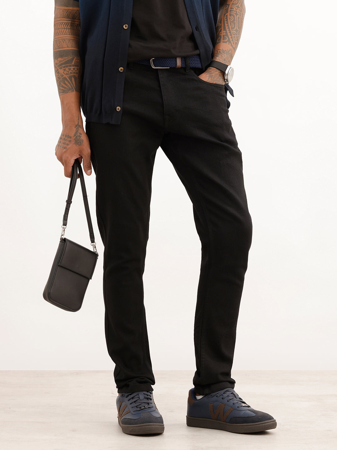 Solid Slim Fit Denim Jeans | Black
