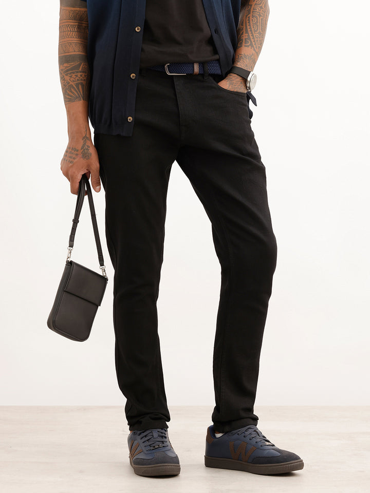 Solid Slim Fit Denim Jeans | Black