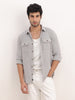 Slim Fit Double Pocket Full Sleeve Shirt | Grey
