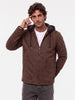 Solid Hooded Zipper Jacket | Brown