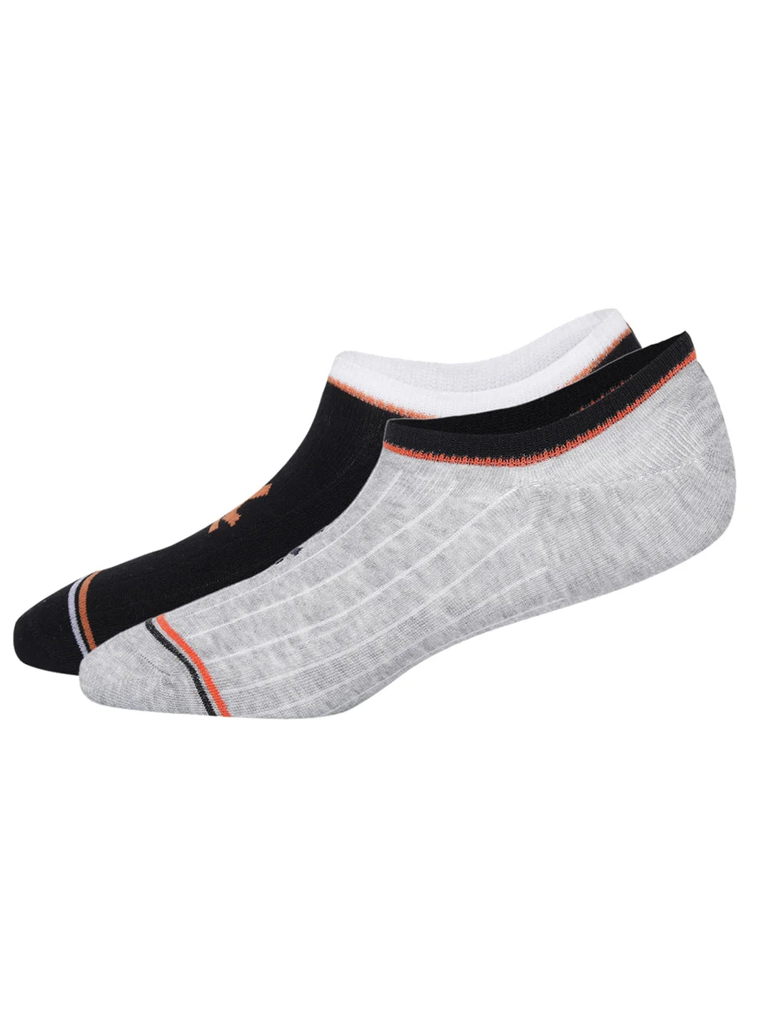Cotton Spandex Black & Grey No Show Socks Pack of 2