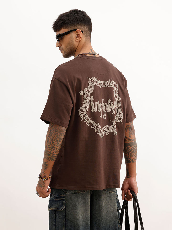 Classic Oversized Back Puffer Printed T-Shirt | Brown