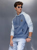 Minimal Dual-Tone Casual Hoodie | Blue