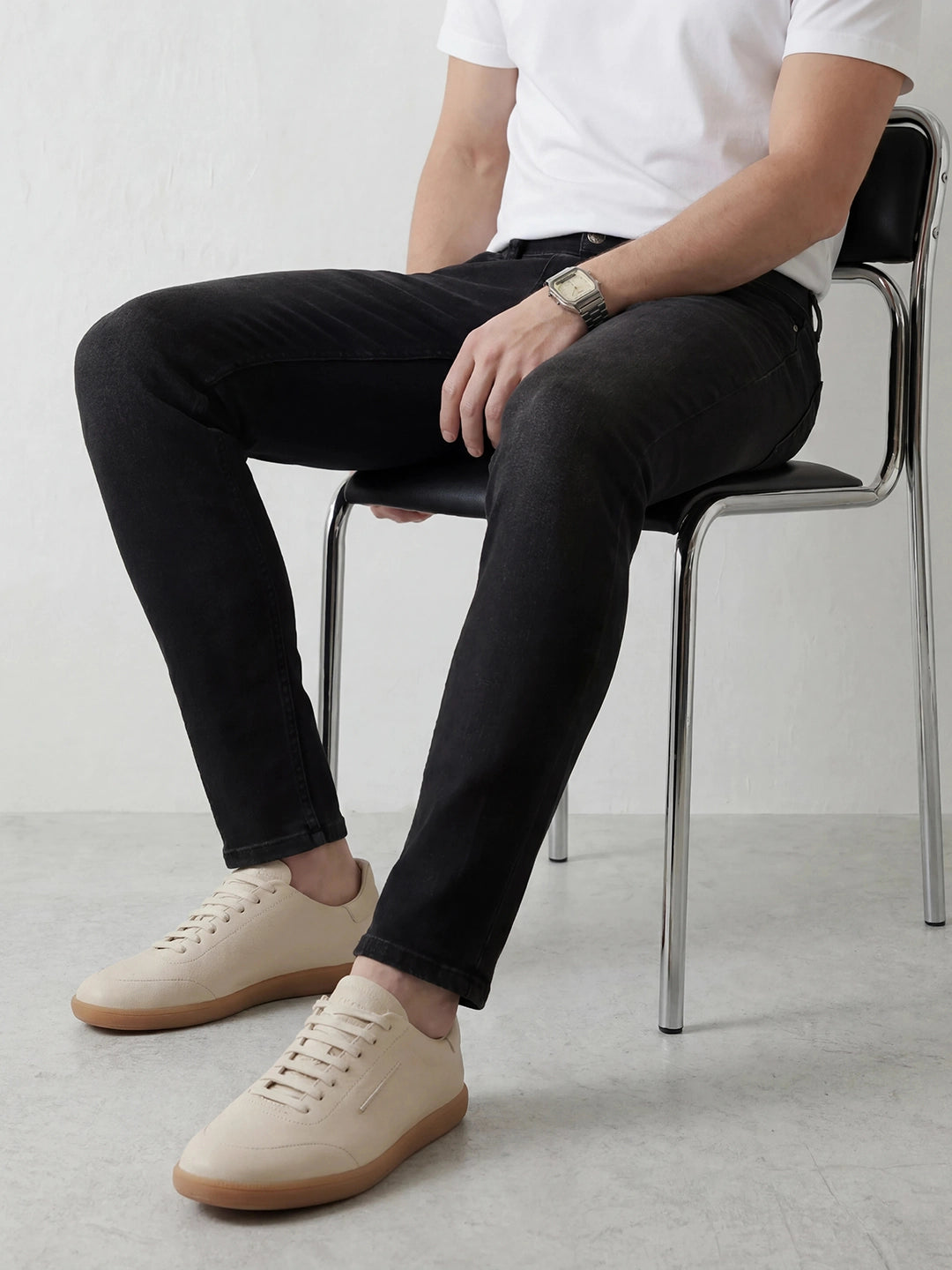 Solid Skinny Crop Denim Jeans | Black
