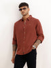Textured Slim Fit Solid Shirt | Rust | WSH02FSSL0013S