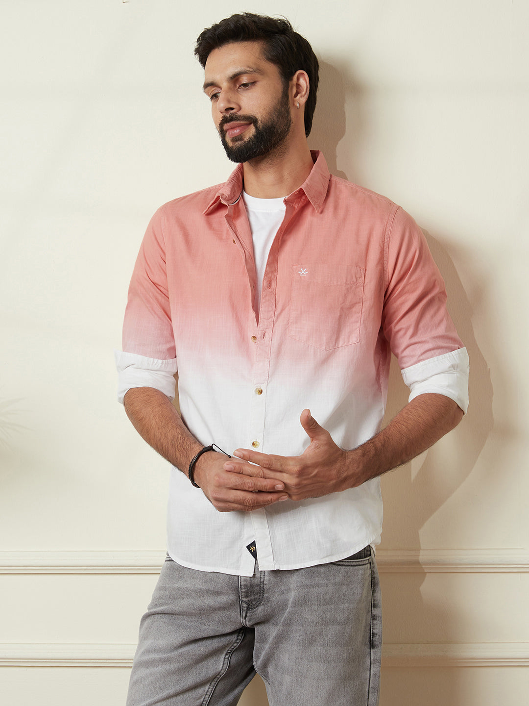 Washed Slim Fit Shirt in Pink