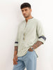 Solid Regular Fit Mandarin Collar Shirt | Light Green
