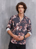 Fluid Dark Floral Printed Shirt In Slim Fit | Black