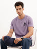 Slim Fit Emroidered Patch Detail T-Shirt | Purple