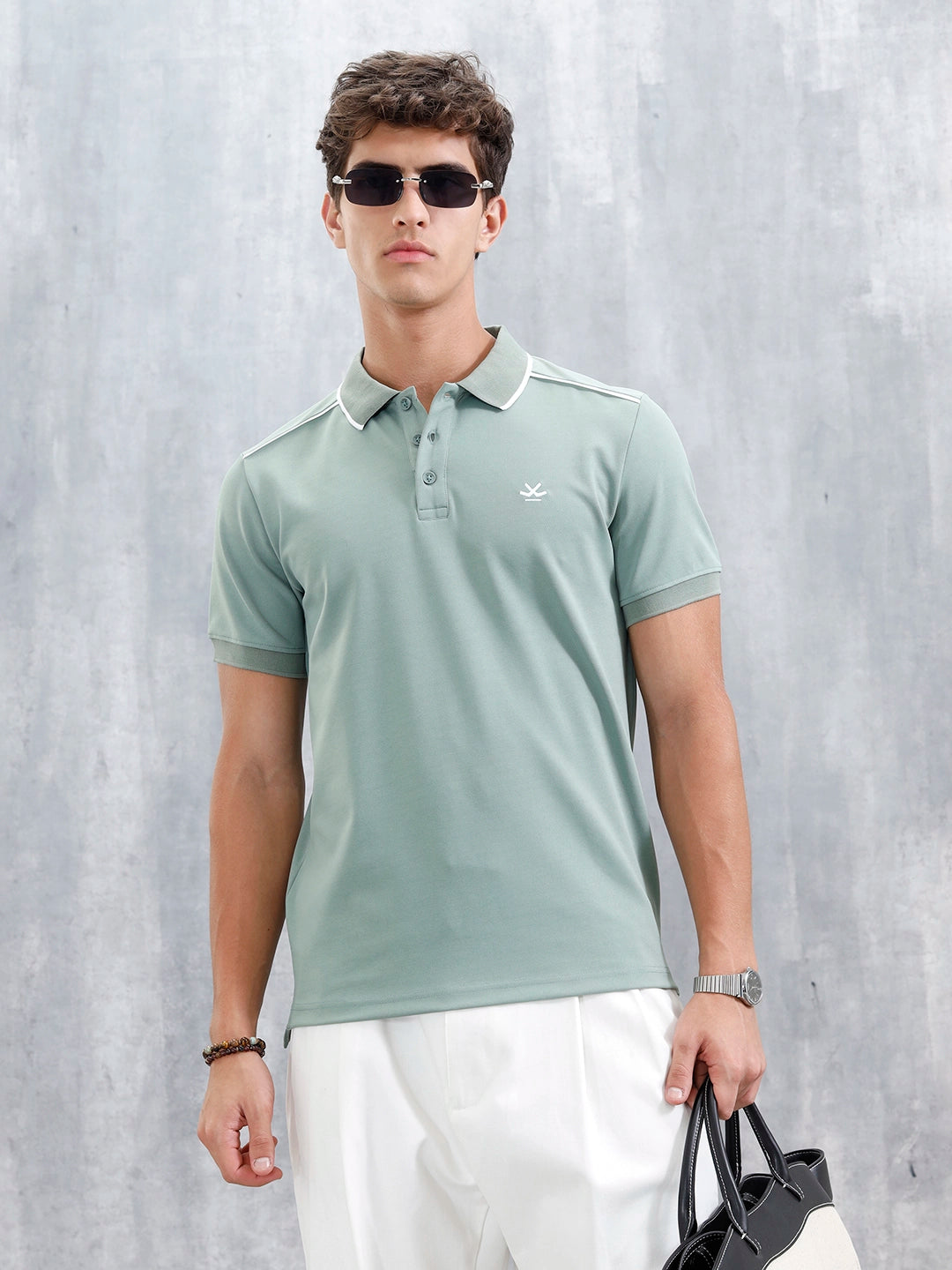 Polo T-Shirt With Contrast Trim Details | Green