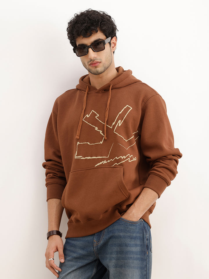 Classic Puff Printed Hooded Sweatshirt | Brown