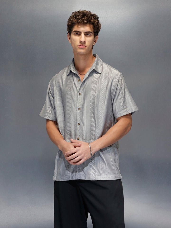 Men's Casual Regular Fit Half Sleeve Shirt  |  Grey