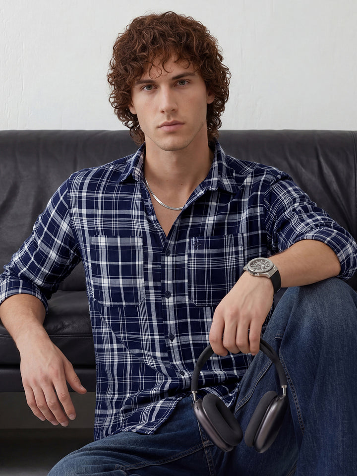 Contemporary Checks with Utility Styling | Blue