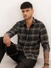 Slim Fit Checkered Full Sleeve Shirt | Dark Green