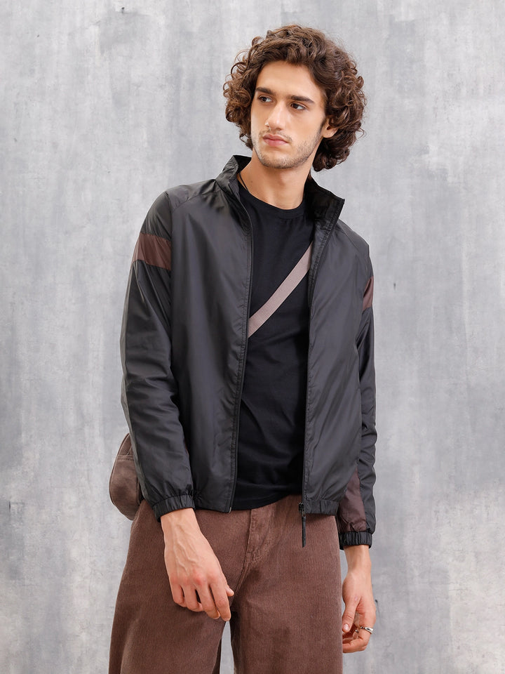 Soild Casual Bomber Jacket | Black