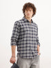 Slim Fit Checkered Shirt  | Grey