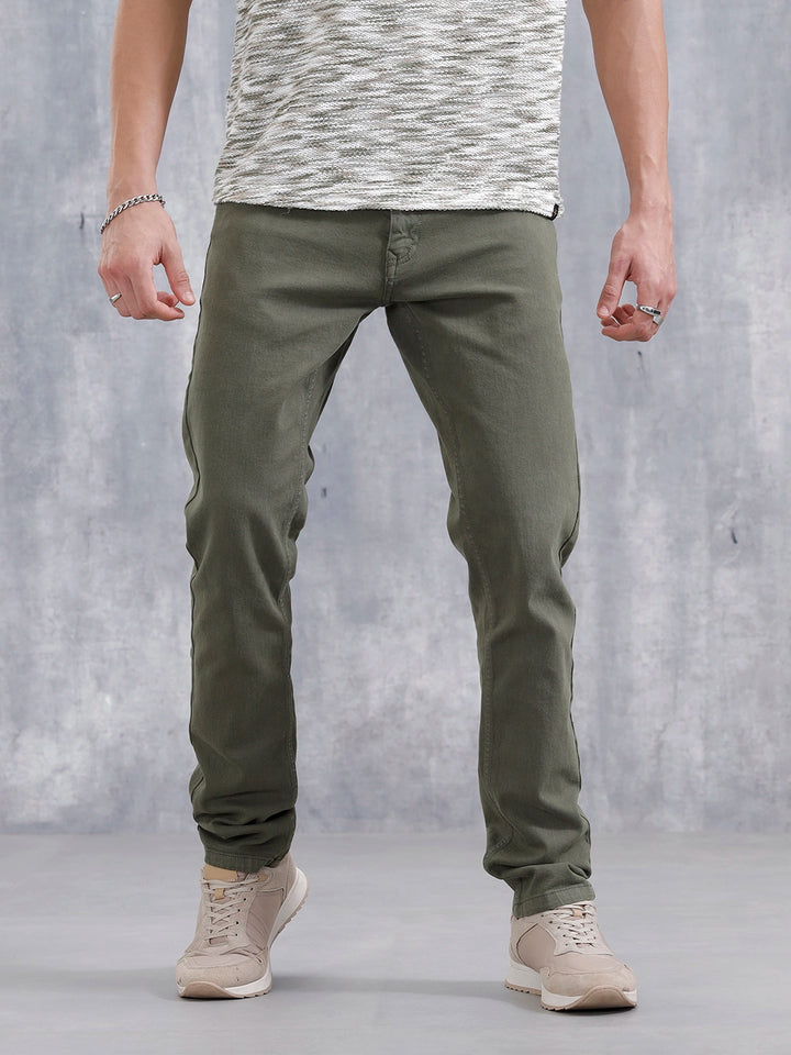 Slim Fit Colored Jeans | Olive