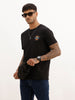 Slim Fit Embroidered Patch Detail T-Shirt | Black