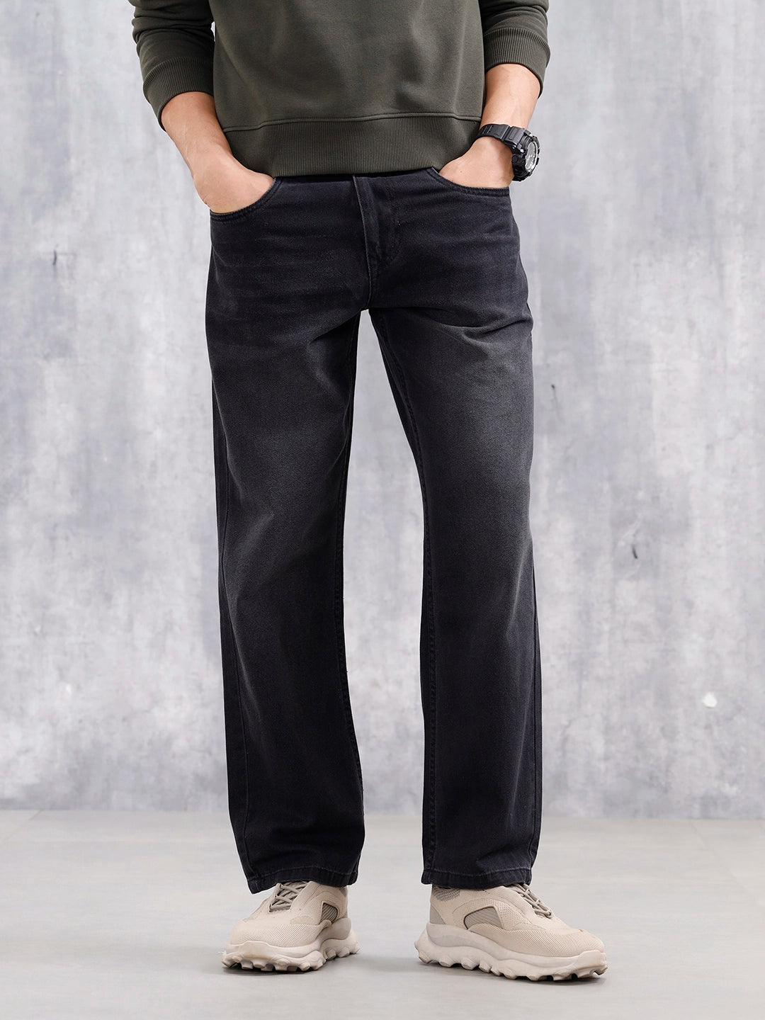 Men's Casual Anti Fit Jeans | Black