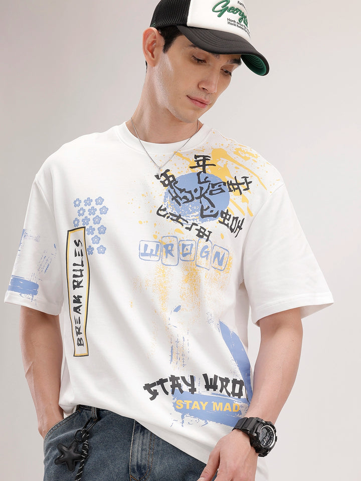 Oversized Placement Printed T-Shirt | Off White