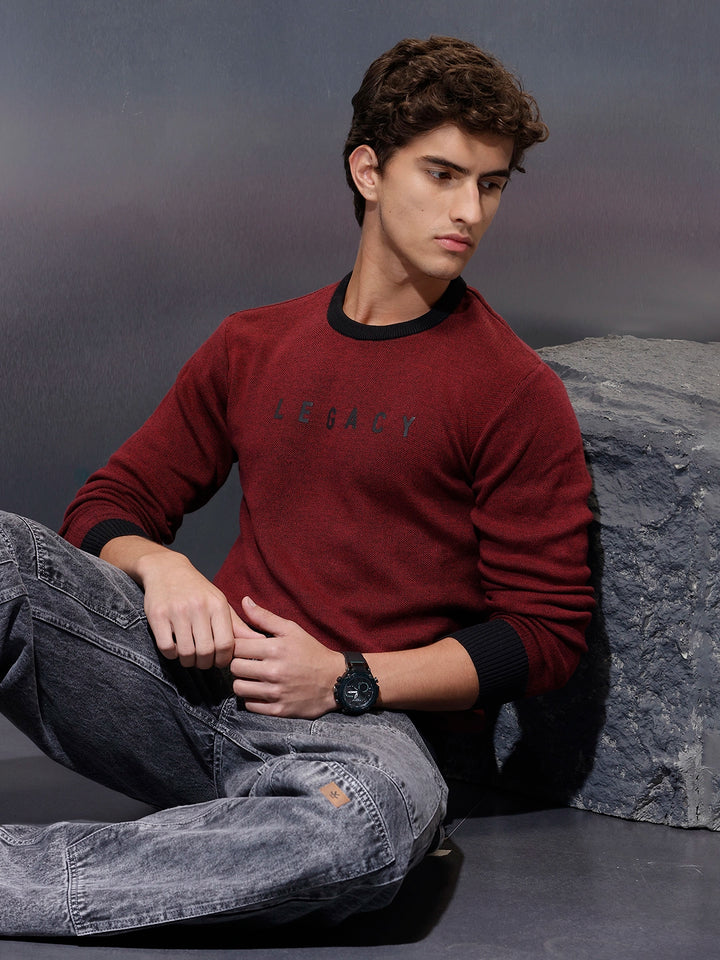 Men's Crewneck Pullover with Legacy Print  |  Maroon