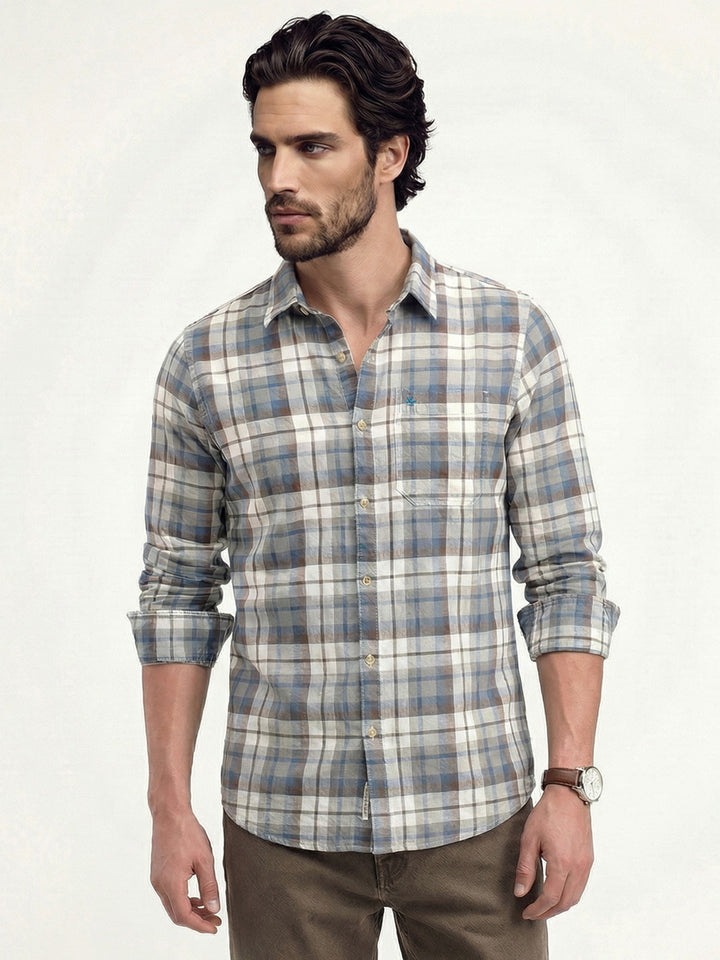 Regular Fit Checkered Shirt | Blue