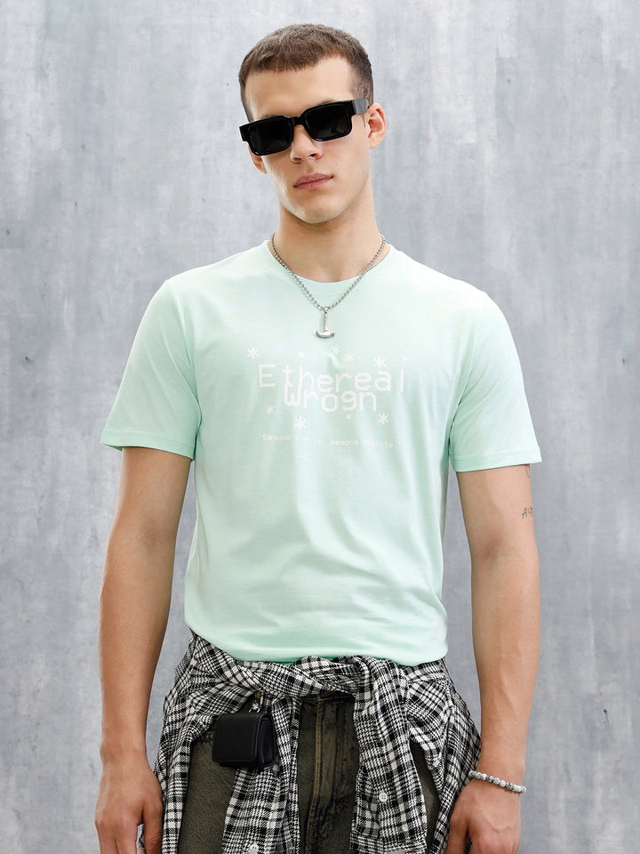 Logo Placement Printed T-Shirt | Light Green