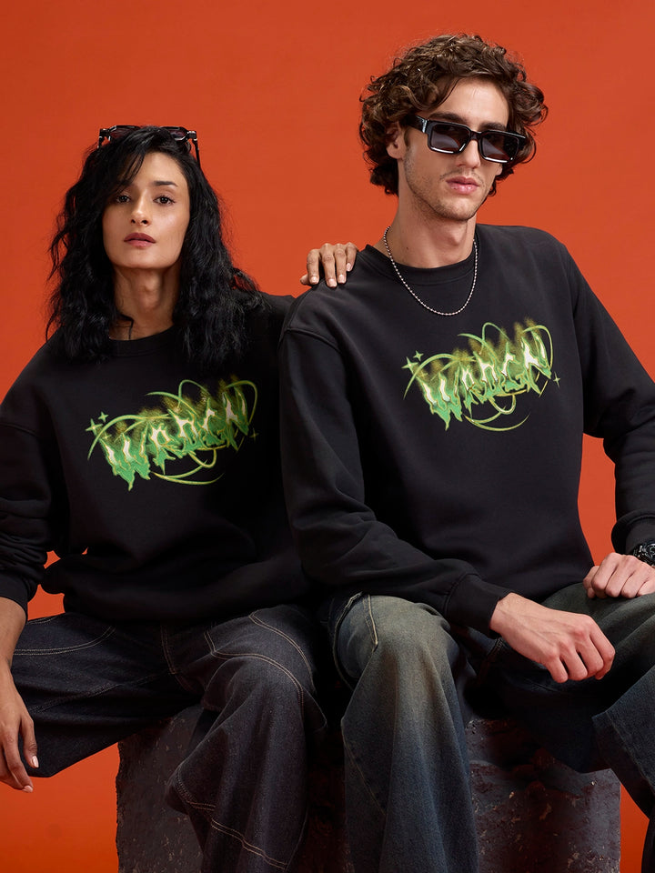 Mystical Graphic Brand Carrier Sweatshirt In Brushed Fleece | Black