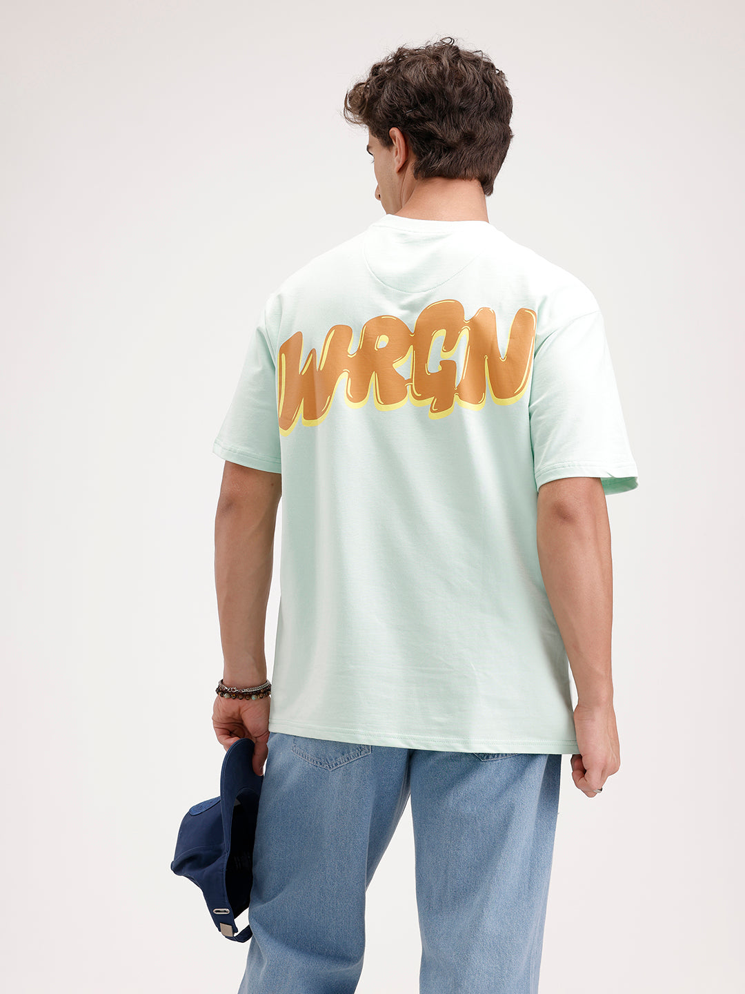 Oversized Back Printed T-Shirt  | Light Blue